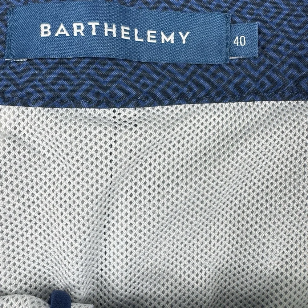 Barthelemy Blue Geometric Mesh Lined Men’s Swimtrunks Size 40 Excellent